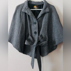 Forever 21 Charcoal Cape with Tie Waist